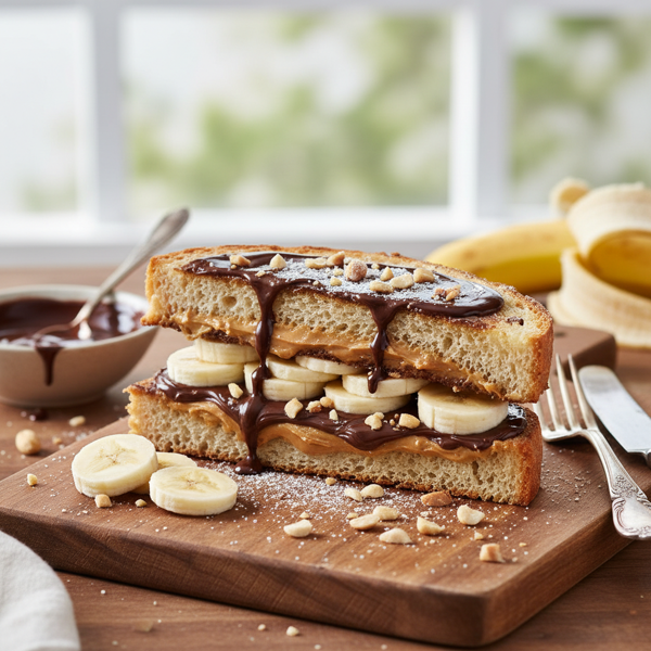 Chocolate Banana Peanut Butter Bliss Sandwich recipe