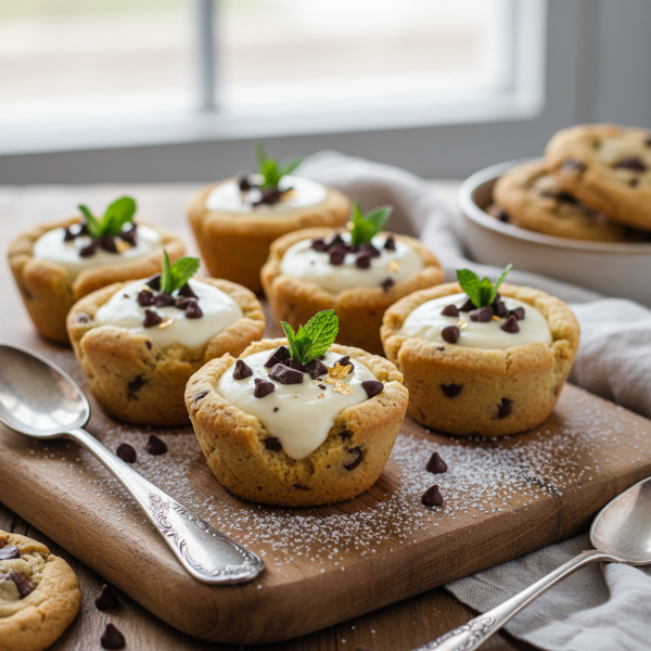 Chocolate Chip Panna Cotta Cookie Cups recipe