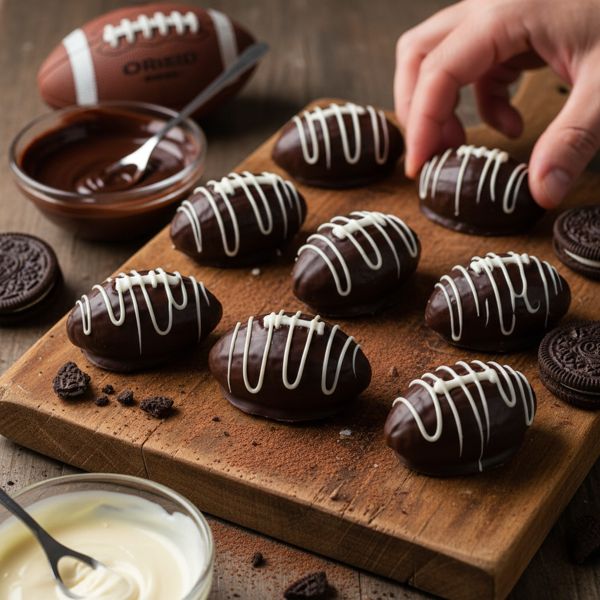 Chocolate Dipped Oreo Football Bites recipe