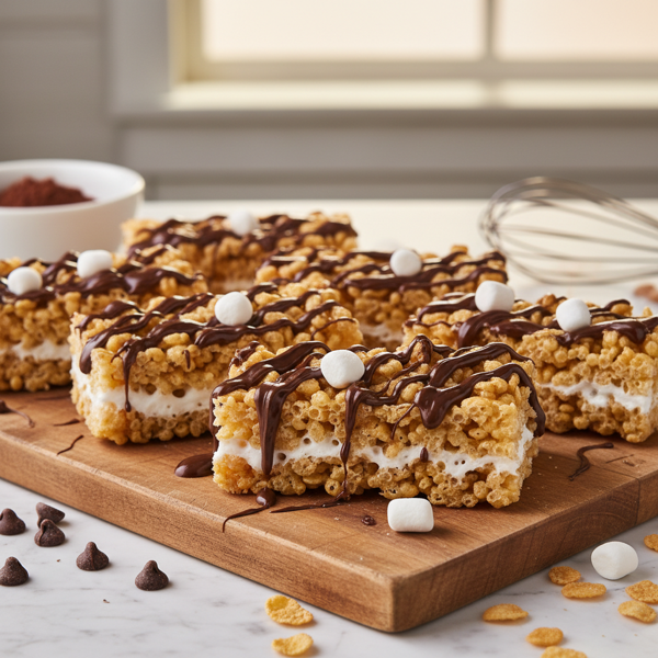 Chocolate Drizzled Special K Marshmallow Bars recipe