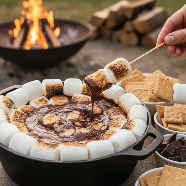 Chocolate Marshmallow S'mores Fondue recipe