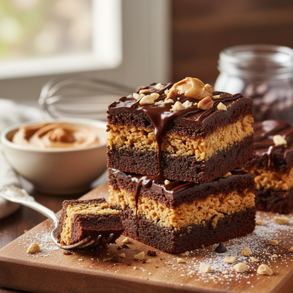 Chocolate Peanut Butter Crunch Brownies recipe