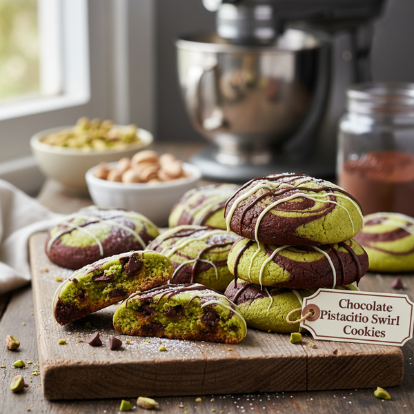 Chocolate Pistachio Swirl Cookies recipe