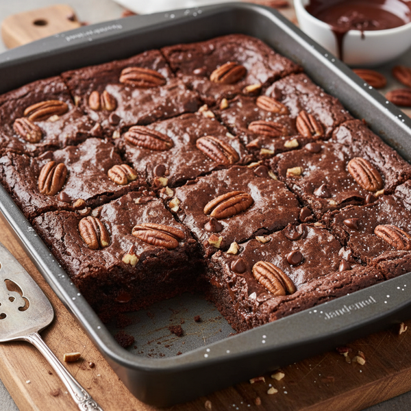 Chocolatey Pecan Cake Mix Brownies recipe