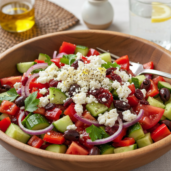 Chopped Mediterranean Salad with Cranberries and Ricotta Salata recipe