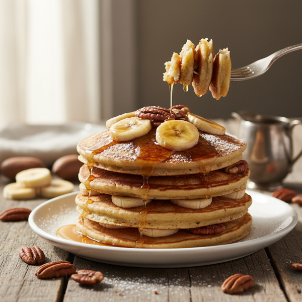 Chunky Banana-Pecan Pancakes recipe