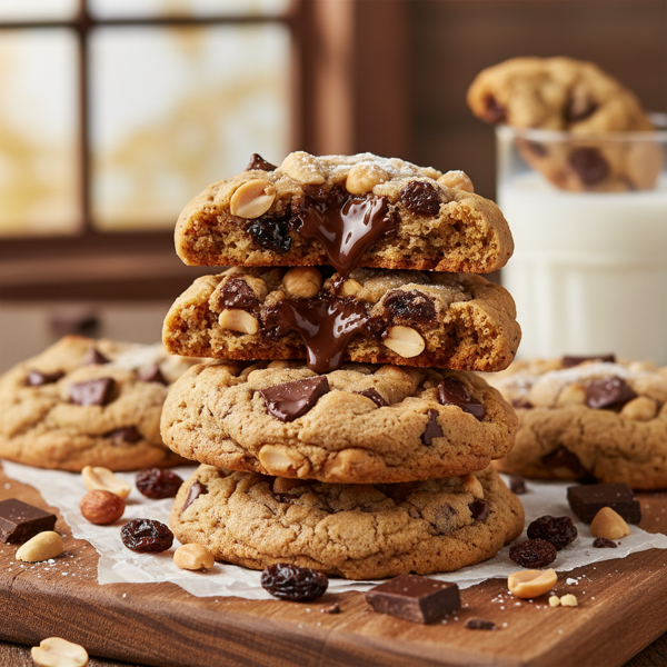 Chunky Nut & Raisin Chocolate Chip Cookies recipe