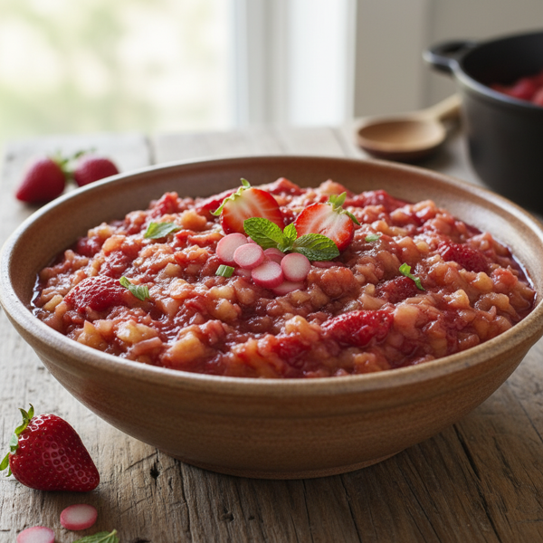 Chunky Strawberry-Rhubarb Fusion Applesauce recipe
