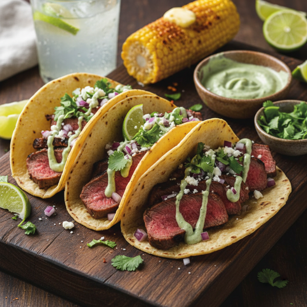 Cilantro-Lime Grilled Flank Steak Tacos recipe