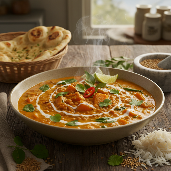 Cilantro Infused Coconut Lentil Curry recipe