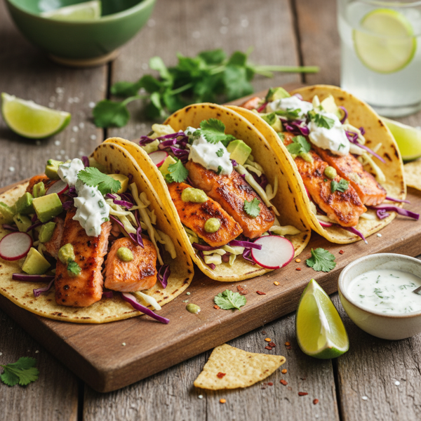 Cilantro Lime Salmon Tacos recipe