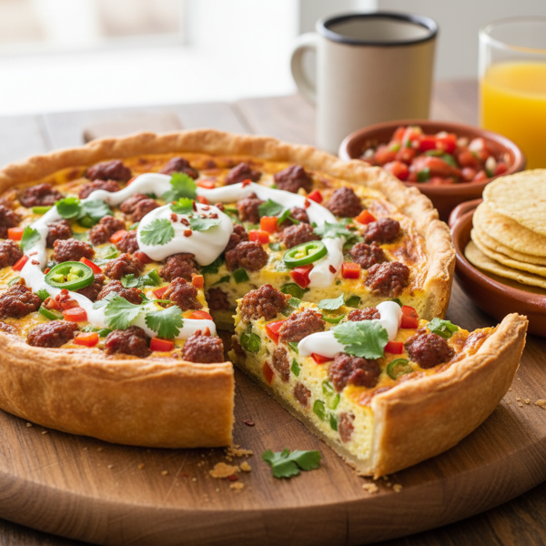 Cilantro & Sausage Mexican Breakfast Quiche recipe