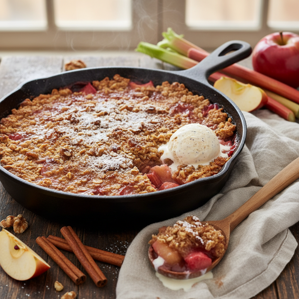 Cinnamon-Infused Apple Rhubarb Crisp recipe