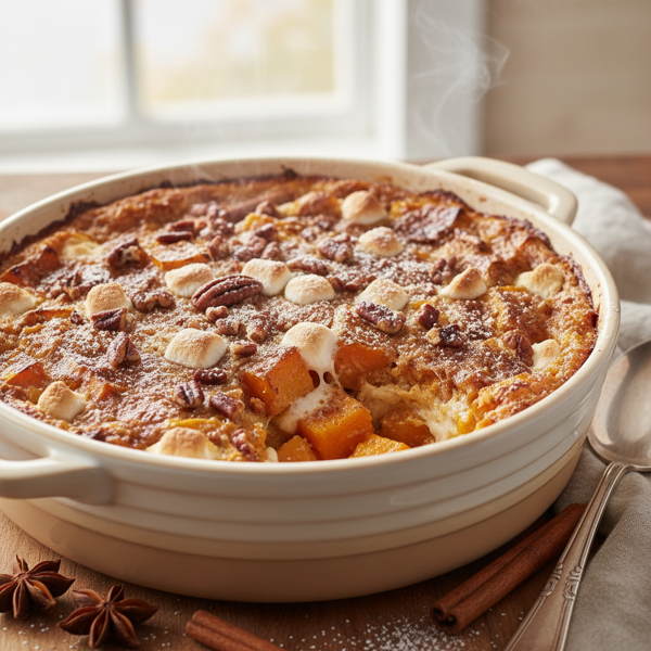 Cinnamon-Infused Sweet Potato and Butternut Squash Casserole recipe