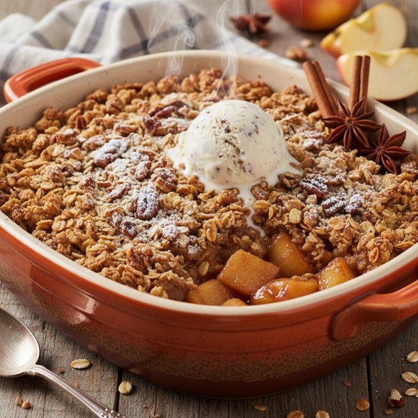 Cinnamon-Spiced Apple Oat Crumble recipe