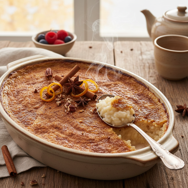 Cinnamon-Spiced Baked Rice Pudding Delight recipe