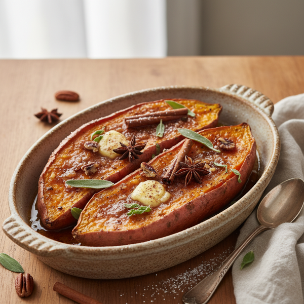 Cinnamon-Spiced Baked Sweet Potatoes recipe