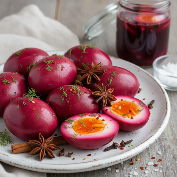 Cinnamon-Spiced Beet Pickled Eggs recipe