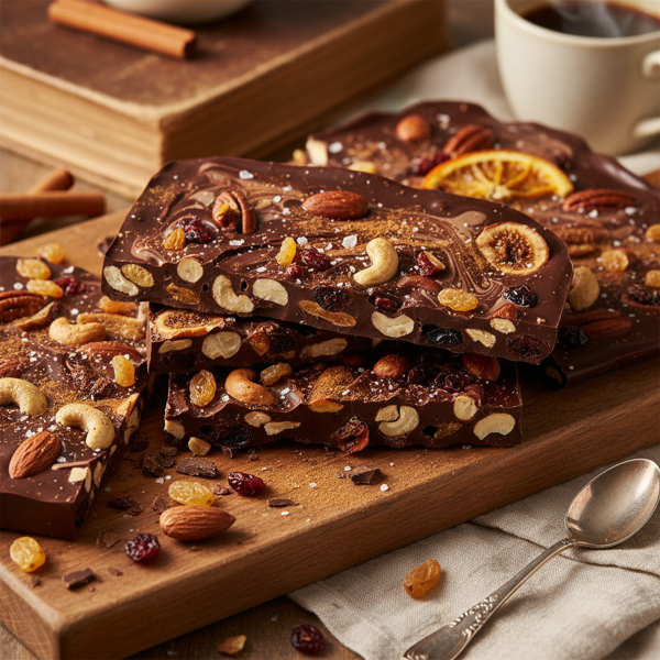 Cinnamon-Spiced Nut & Fruit Chocolate Bark recipe