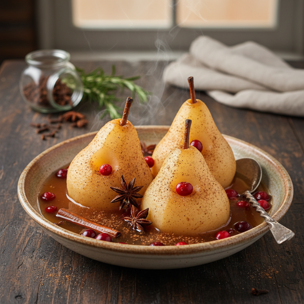 Cinnamon-Spiced Pears in Apple Juice recipe