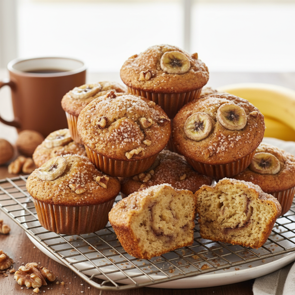 Cinnamon-Sugar Banana Walnut Muffins recipe