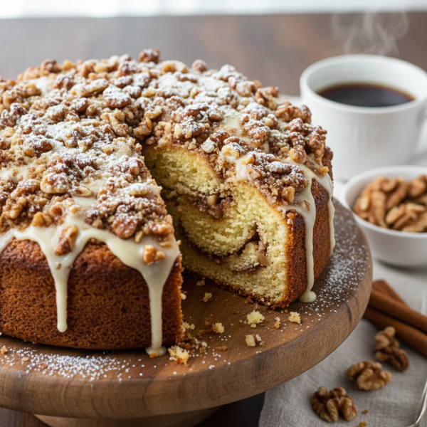 Cinnamon-Walnut Sour Cream Coffee Cake recipe