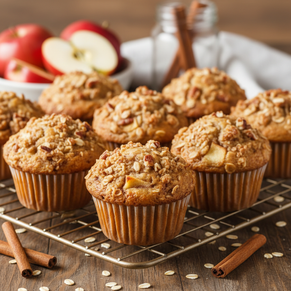 Cinnamon Apple Oat Muffins with Crunchy Topping recipe