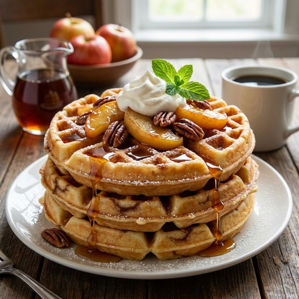 Cinnamon Apple Pecan Waffles recipe