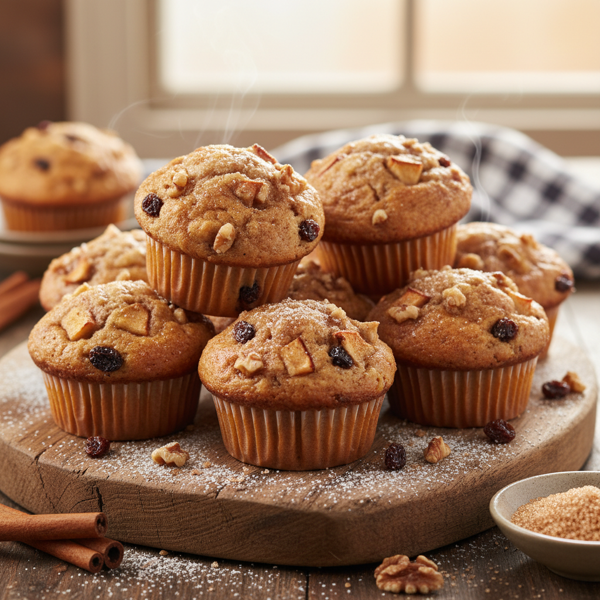 Cinnamon Apple Walnut Muffins with Raisins recipe