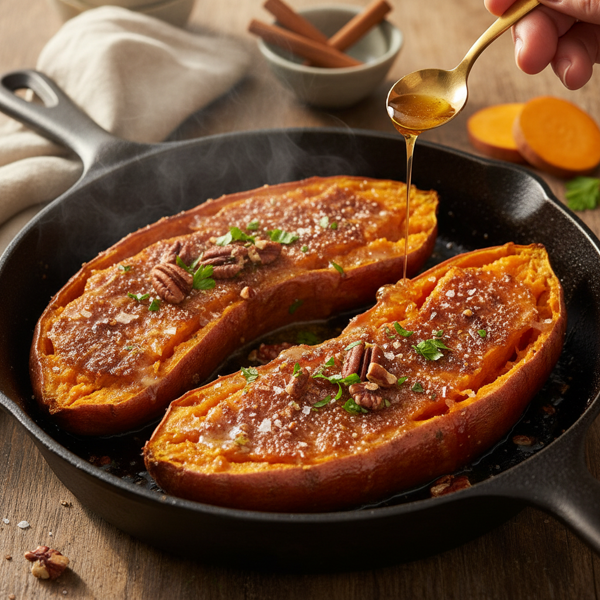 Cinnamon Butter Baked Sweet Potatoes recipe
