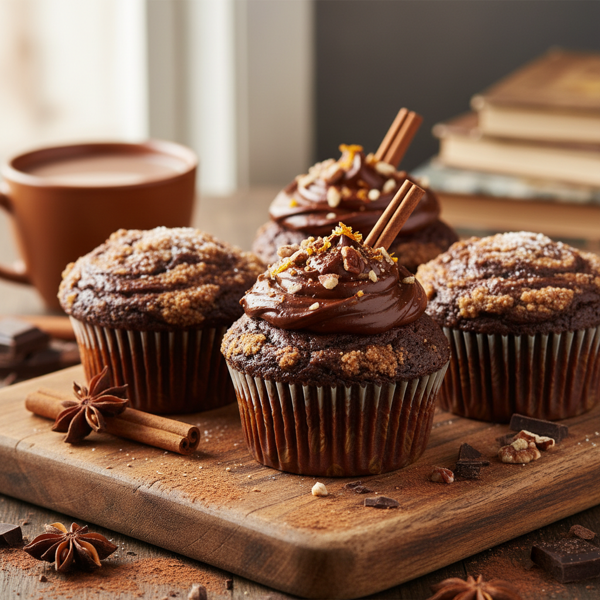 Cinnamon Infused Chocolate Brownie Cupcakes recipe