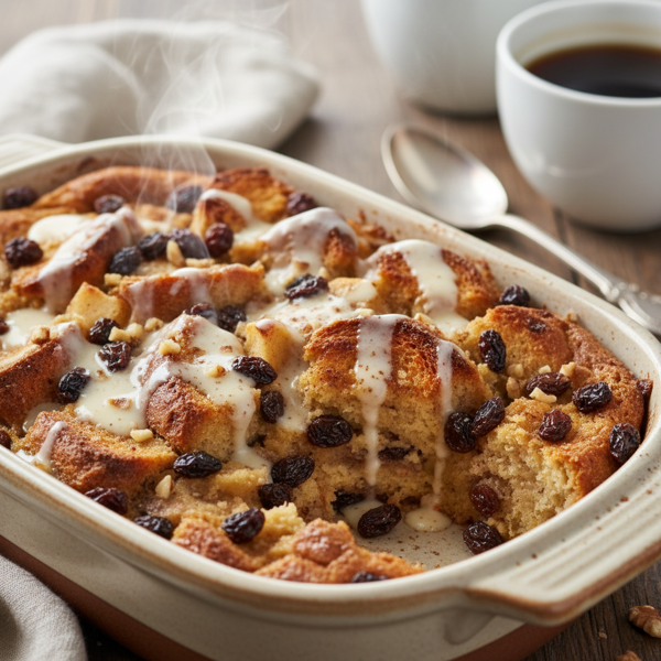 Cinnamon Raisin Apple Bread Pudding Delight recipe