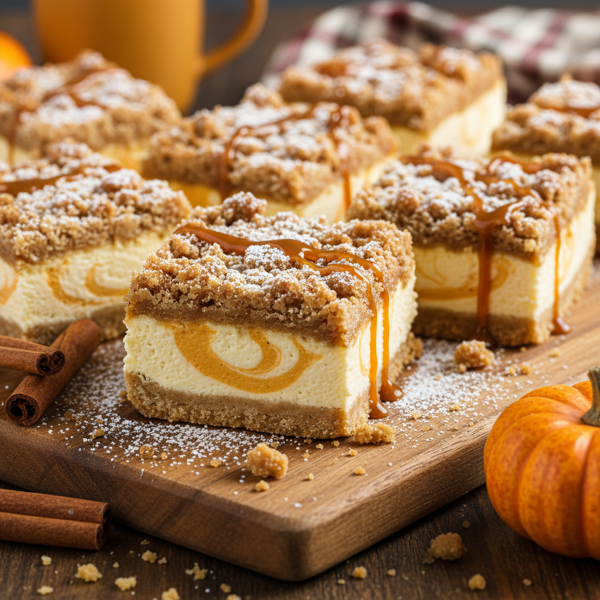 Cinnamon Streusel Pumpkin Cheesecake Delight Bars recipe