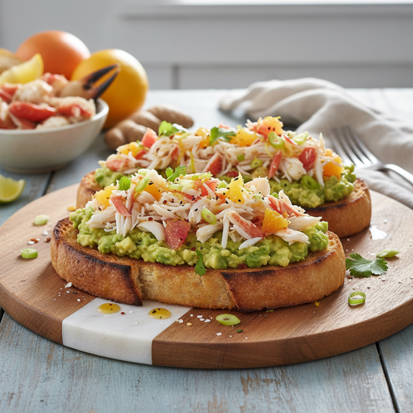Citrus-Ginger Crab Avocado Toast recipe