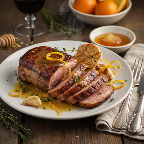 Citrus-Glazed Duck Breast with Garlic & Honey recipe
