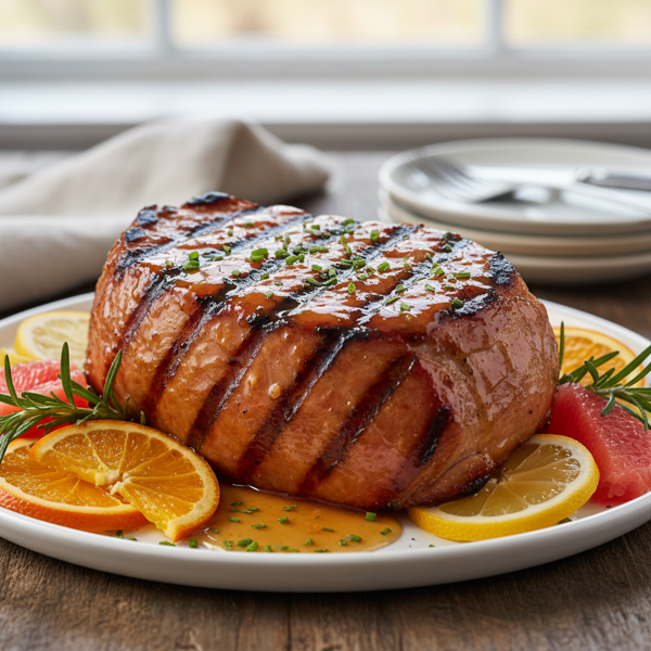 Citrus-Glazed Grilled Ham Steak recipe