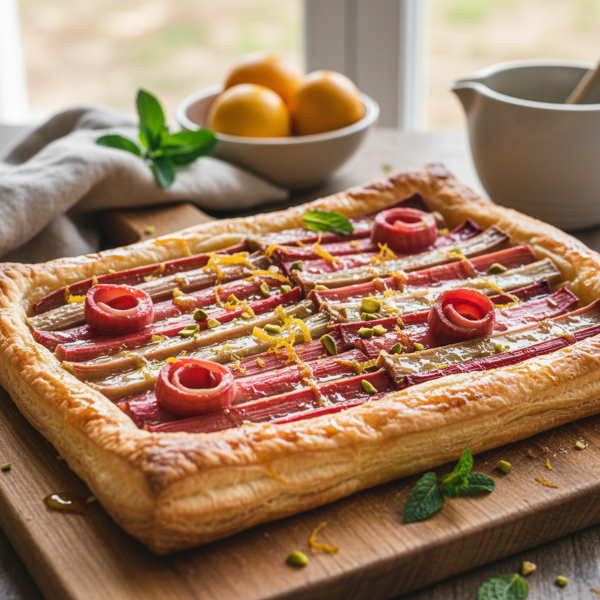 Citrus-Glazed Rhubarb Puff Tart recipe