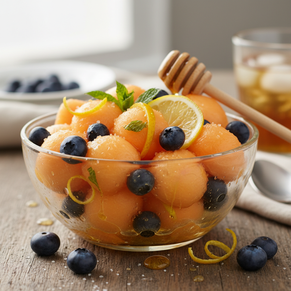 Citrus-Honey Cantaloupe Medley with Fresh Blueberries recipe