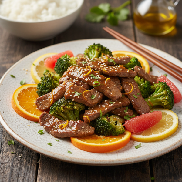 Citrus-Infused Beef & Broccoli Delight recipe
