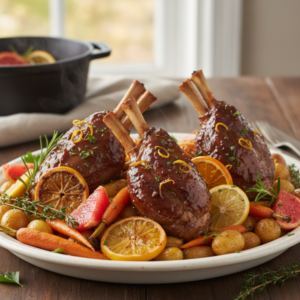 Citrus-Infused Braised Lamb Shanks recipe