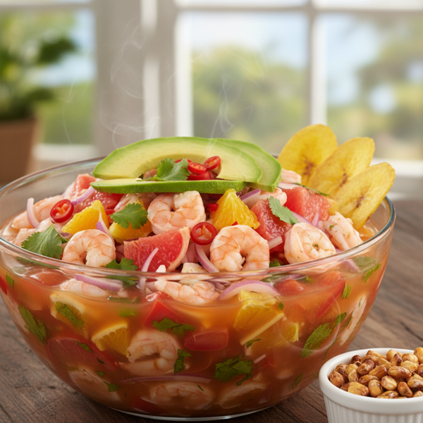 Citrus-Infused Ecuadorean Shrimp Ceviche recipe