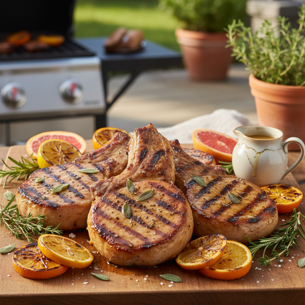 Citrus-Infused Grilled Pork Chops with Sage Glaze recipe