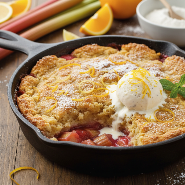 Citrus-Infused Rhubarb Cobbler recipe