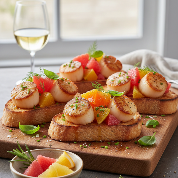 Citrus-Infused Scallop Bruschetta recipe