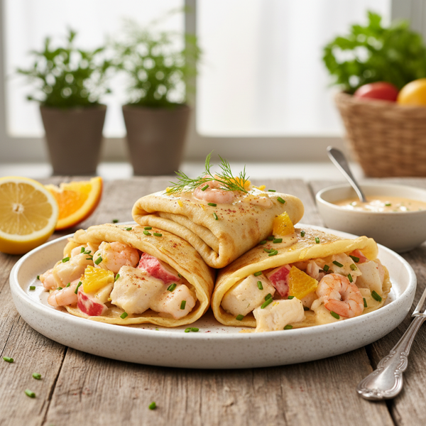 Citrus-Infused Seafood Crepes recipe