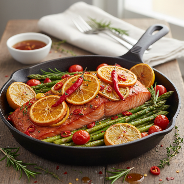 Citrus-Infused Spicy Sweet Oven-Roasted Salmon recipe