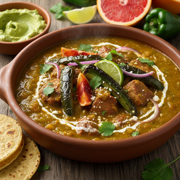 Citrus-Infused Tomatillo Stew with Roasted Poblano recipe
