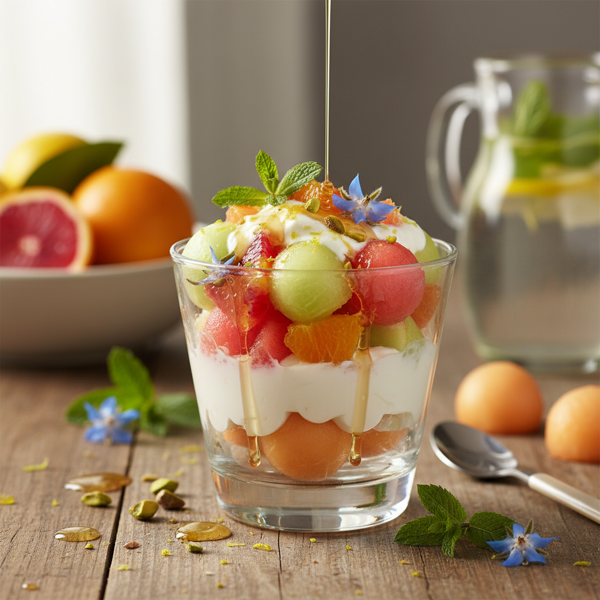 Citrus-Kissed Melon and Yogurt Delight recipe