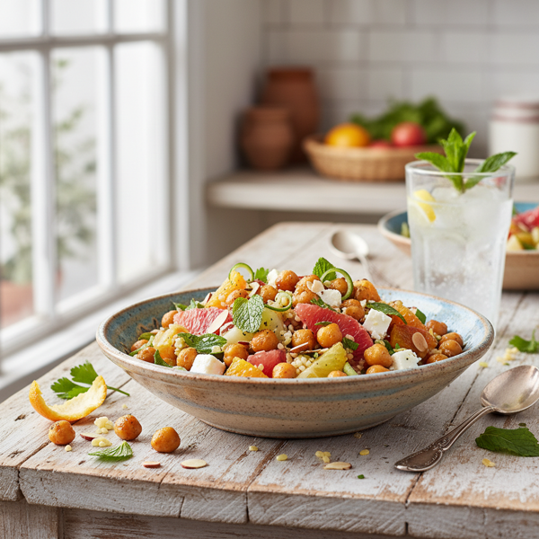 Citrus-Mint Bulgur and Chickpea Delight recipe