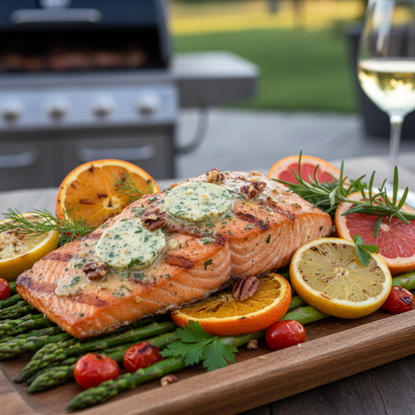 Citrus-Pecan Grilled Salmon with Herb Butter recipe
